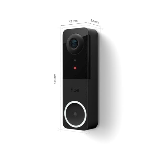 Philips Hue Secure Inteligentny dzwonek wideo, 2K, szeroki kąt, powiadomienia, integracja z oświetleniem Hue, rozmowa dwukierunkowa, realistycznie oddane kolory, noktowizor, czarny