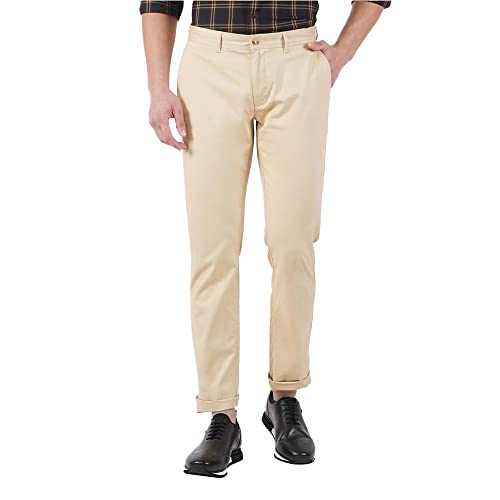Image of Blackberrys Men's Cotton Blend Solid Slim Fit Casual Trousers