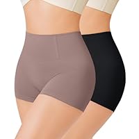 Gotoly 2 Pack Shapewear Women Slip Shorts for Under Dresses - Seamless Tummy Control Underwear Boyshorts Body Shaper Panties Black/Brown