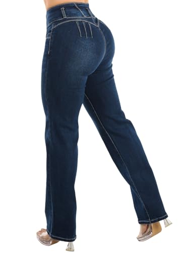 Image of Moda Xpress Women's Butt Lifting High Waisted Bootcut Jeans - Stretchy, Comfortable Flare Jeans in Junior Size Vintage Style