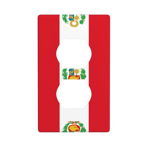Phayah Placa de pared dúplex con patrón de bandera de Perú, tamaño estándar, policarbonato, termoplástico, doble enchufe