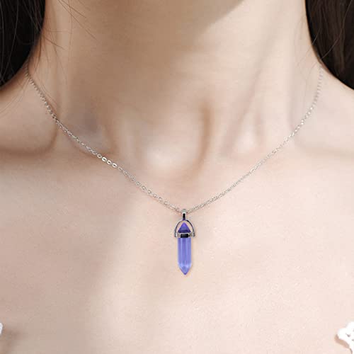 18 Pcs Hexagonal Chakra Pendant, Natural Stone Pendant Bullet Shaped Gemstone Crystal Quartz Stone Pendants, DIY Necklace Earring Jewelry Handicraft Making… - Image 4