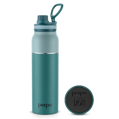 Image of Go24 pexpo Water Bottle 1 LTR ISI Certified Stainless Steel Bottle with Sipper Cap | 3 Layer Insulation | 2-Year Warranty |for Home, Office, Gym, Travelling | BPA Free | Austin 940ml | Green