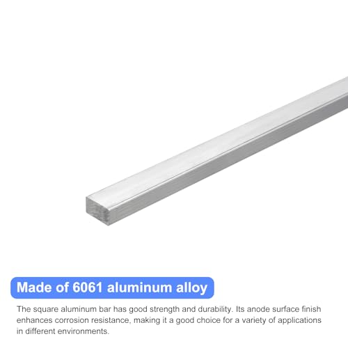 Image of uxcell Square Aluminum Flat Bar, 3 /8 inch Thick 0.6 inch Width 10 inch Length Square Aluminum Bar 6061 Aluminum Flat Plate, 10 x 15 x 254mm T6511 Solid New Mill Stock for Industrial Building