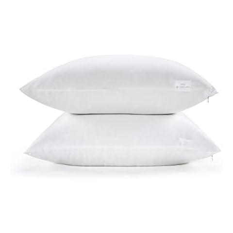 King Size Pillow Protector, Pack of 2 Pillow Protectors, White Pillow Protectors with Zipper King Size, Hotel Quality King Pillow Protector - 20"x36" Cover