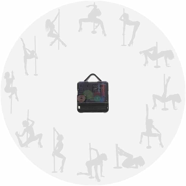 The Geeky Days Pole Dancer Moving Clock Hands Silent Quartz Wall Clock Sexy Girl Steal Tube Dance Novelty Battery Operated Wall Watch Dancing Studio Room Decor