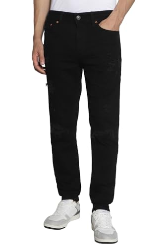 Image of American Eagle Men Black Airflex+ Patched Athletic Skinny Jeans