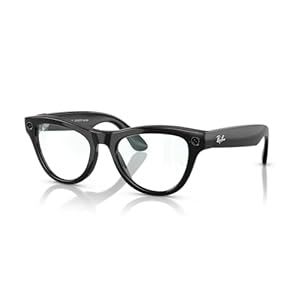 Ray-Ban Meta (Gen 1), Skyler, Shiny Black | Smart AI Glasses for Men, Women — 12 MP Ultra-Wide Camera, Open-Ear Speakers for Audio, Video Recording and Bluetooth — Clear Lenses — Wearable Technology
