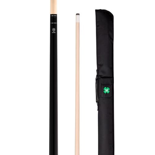 McDermott Lucky L1 Pool Billiard Cue No Wrap 13 mm Cue Tip 3/8-10 Joint with Soft Case w/Embroidered Clover Logo (19 Ounces)