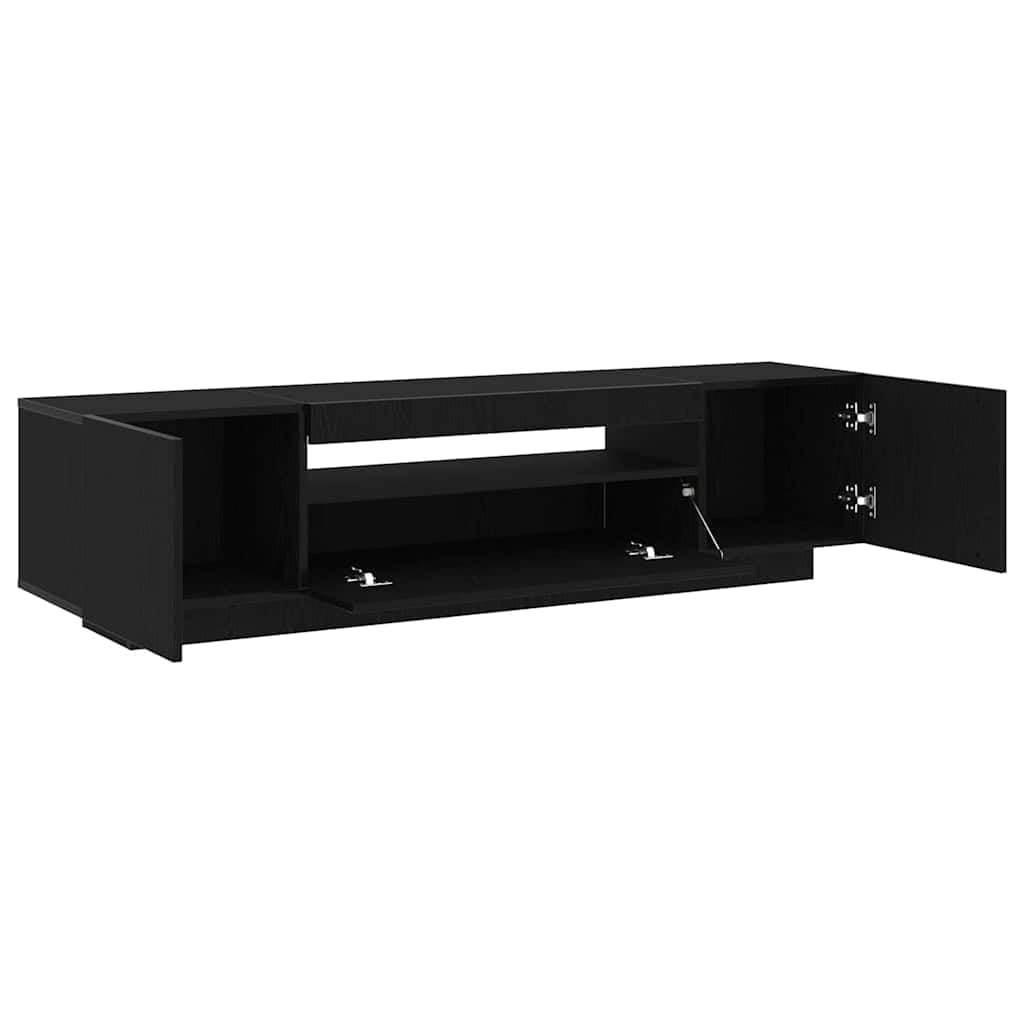 TV-Schrank Schwarz 160x35x40 cm, Holzwerkstoff, Modernes Media-Center mit Stauraum für Wohnzimmer, Schlafzimmer, Elegantes Design