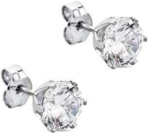 Orovi Gold Stud Earrings for Women - Solid 9k /375 White Gold - Sapphire/Ruby/Emerald/CZ Gemstone Earrings - Hypoallergenic