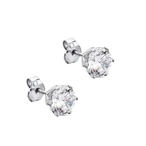 Orovi Boucles d'oreilles en or blanc 9 carats (375) avec émeraude/saphir/rubis/zircon cubique...