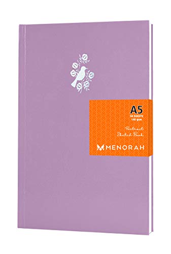 MENORAH – A5 Notebook – 140 GSM – (58 Sheets / 116 Pages) Stylish Art Journal for Girls- (Size – 21.0 cm x 14.8 cm) – Completely Handmade- CASSATA Sketch Book – (Angelic Purple – Bird) – Portrait MENORAH – A5 Notebook – 140 GSM – (58 Sheets / 116 Pages) Stylish Art Journal for Girls- (Size – 21.0 cm x 14.8 cm) – Completely Handmade- CASSATA Sketch Book – (Angelic Purple – Bird) – Portrait