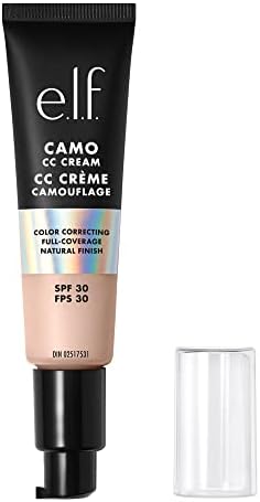 e.l.f. Camo CC Cream, SPF 30 Color-Correcting Medium-To-Full Coverage Face Foundation, Delivers An Airbrushed Finish, Vegan & Cruelty-Free, Fair 125 C