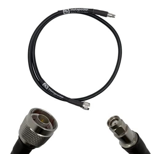 HotspotRF-400 Low Loss Coaxial Cables | LMR®400 Equivalent Coaxial Cable | Heavy Duty and Flexible Low Loss Coaxial Cables | N-Male to RP-SMA Male | 4 Feet Black