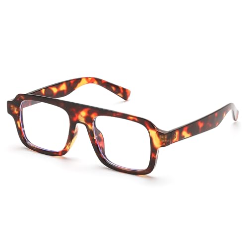 Image of Vintage Square Aviator Blue Light Blocking Glasses For Women Men Computer Lightweight Glasses Anti Eyestrain