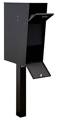 Qualarc Wf-Vacmb-Pst Large Capacity Galvanized Steel Locking Rust Proof Vacation Mailbox With 4" Diameter Mounting Post, Ships In 2 Boxes, Black #TOP1