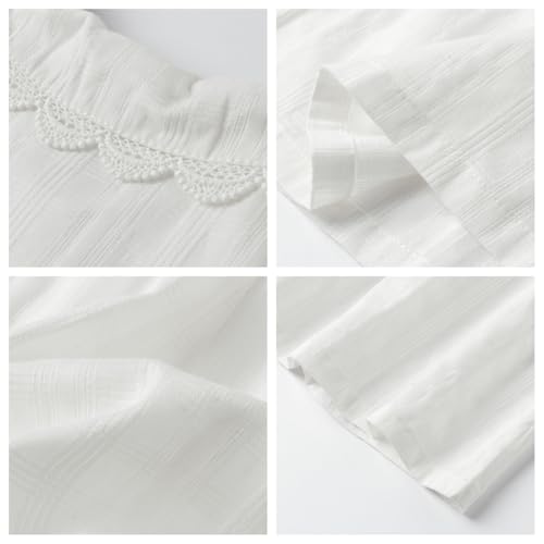 Mud Kingdom Girls Maxi Dress Long Sleeve Flounce Ruffle Casual Loose Fit Dresses White4