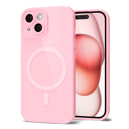 Coque iPhone 15 silicone rose mignonne contre les rayures d'appareil photo