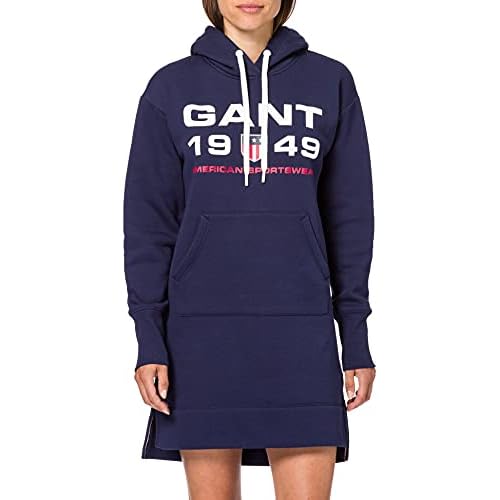 GANT Damen D2. Retro Shield Hoodie Dress Kleid, Classic Blue, XS