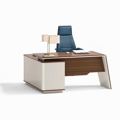 Image of Lakdi The Furniture Director Table for Home and Office Desk Luxury Design Made in MDF with Mica & Wooden & Modern Executive Table with Drawer Side Unit, Grey Color (LDL-510A)