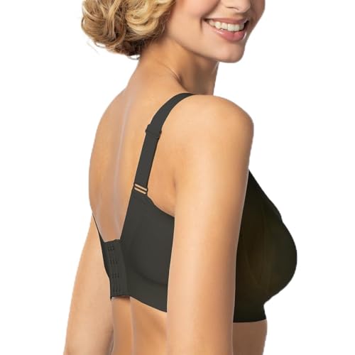 JML Belvia Seamless Bra - Wireless Bras for Women UK with W-Shape Support & Comfort Stretch Fabric Adjustable Straps Removable Pads All-Day Comfort no Pinching or Digging Black XL