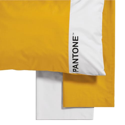 PANTONE - Completo Letto, Set con Lenzuola Una Piazza e Mezza Cotone 180x280 + Lenzuolo con Angoli Sotto Coprimaterasso 130x200 con Elastici per Materasso Alto Fino a 30 cm + 1 Federa Cuscino 50x80