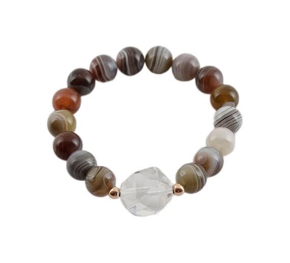 Bracelet agate du Botswana anti-stress en perles 10mm pour retrouver calme et sérénité