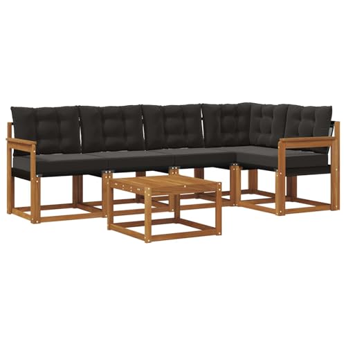 Salon de jardin en bois d'acacia moderne, canapé d'extérieur 6 pièces pour moments conviviaux
