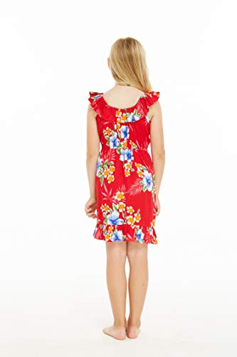 Image of Matchable Family Hawaiian Luau Men Women Girl Boy Clothes in Hibiscus Red