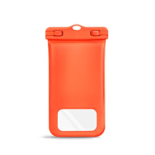 CaliCase Extra Large Waterproof Floating Phone Pouch - IPX8 Waterproof Floating Phone Case with Lanyard for iPhone X-15/ S20-S24/ Pixel 4-8 - Orange
