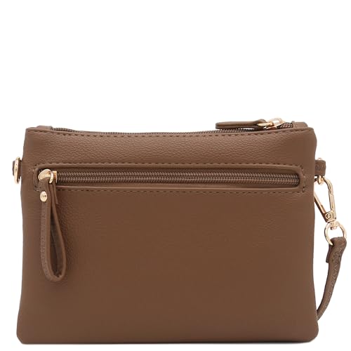 Image of FashionPuzzle Multi Zipper Pocket Small Wristlet Crossbody Bag