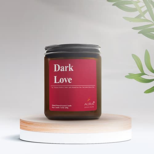 Image of AuraDecor Dark Love Scented Jar Candle | Handpoured Soy Wax Candle with 50 hr Long Burn Time | Premium Amber Jar Aromatherapy Votive Candle | Ideal Gift for Home & Decor