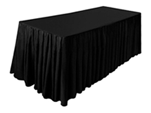 TEKTRUM 6' FT LONG FITTED TABLE SKIRT COVER FOR TRADE SHOW - THICK/HEAVY DUTY/DURABLE FABRIC (Black)