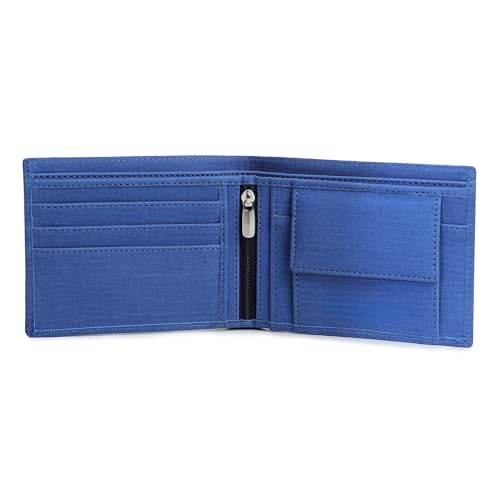 Image of VEMILIO Vegan Leather Wallet for Men | Eagle Print Embossed Premium Bifold Wallet | 3 Card Slots | 2 Cash Compartments | 1 Coin Pocket & 2 Secret Slots | Stylish, Durable & Gift for Men (Eagle, Blue)