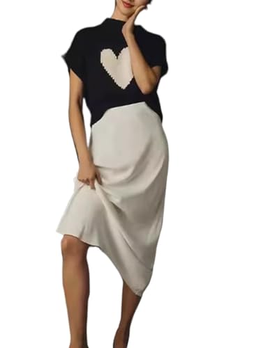 Monkay Women's Sleeveless Cap Sleeve Sweater Cable Knit Pullover Sweaters Loose Cropped Cute Heart Tank Tops