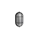 Aplique Metálico Oval para Exterior. Color Negro. 1xE27. Medidas 11x20cm.