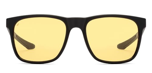 Vincent Chase By Lenskart | Yellow Lens Night Riding Sunglasses with Light Glare Reduction Technology for In Car and Bikers | Black Yellow Full Rim Square | 100% UV Protected |... - Image 2