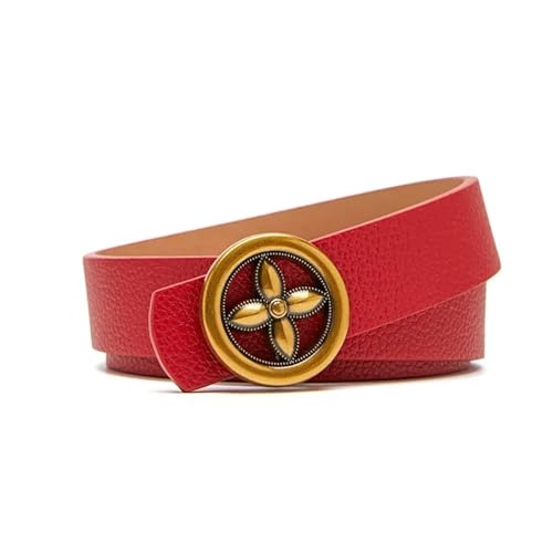 Decorative Belt 2.3cm Women's Belts Versatile Plum Buckle Decorative Jeans Belt Ladies Solid Color Thin Waist Belt For Trench Coat for Country Concert Outfit(Red)