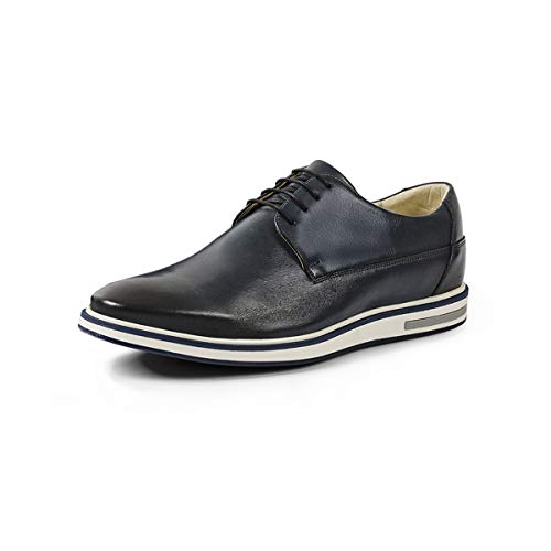 Sapato Casual Masculino Derby Couro Legítimo Kingdom Reverso - 1130 - Blue Cor:Azul;Tamanho:38