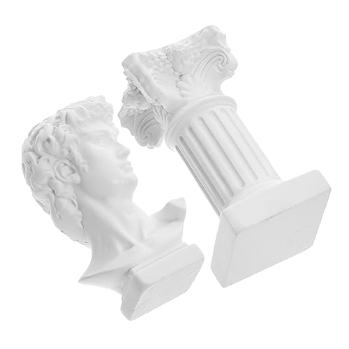 Mobestech 1Juego Estatua De David y Columna Romana De Resina Escultura Griega Decorativa para Adornos De Mesa y Estante Artesanía para Decoración De Hogar