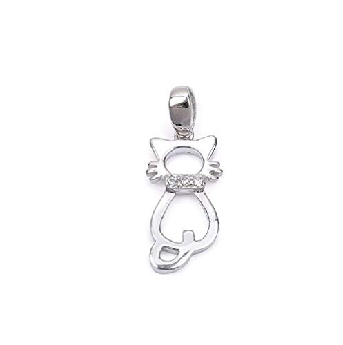 Pendentif chat argent 925 rhodié cristal bijou femme sans nickel