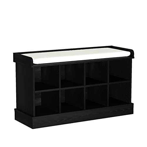 Love Furniture Shoe Bench, Shoe Storage Bench With 8 Compartments And Cushion, Shoe Cabinets For Entrance Porches, Front Doors, Living Rooms, Bedrooms, Garages, Closets (38Inch, Black) #TOP4