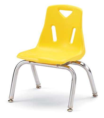 Image of Berries 8140JC1007 Stacking Chair with Chrome-Plated Legs, 10 inch Height, Yellow