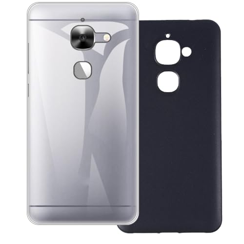 UOGNADGD 2-Pack TPU-Hülle Kompatibel mit LeEco Le 2 Pro Handyhülle - Stoßfeste Flexible Schutzzubehör mit Präzisionsausschnitten (Klar+Schwarz)