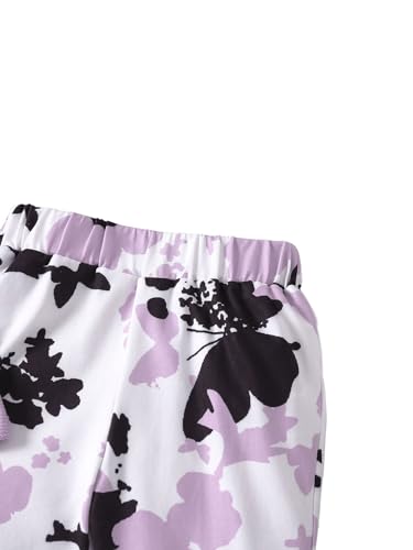 Image of Floerns Girl's 2 Piece Outfit Twist Front V Neck Tee Shirt Flare Leg Pants Set