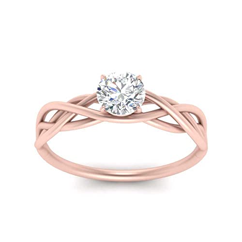 Bague Solitaire entrelacée plaqué Or Rose avec pierre au choix | Éclat durable