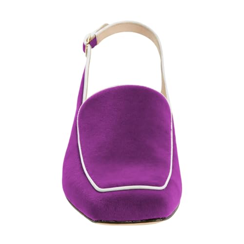 Image of YDN Women Closed Square Toe Block Low Heels Slingback Formal Loafer Dressy Shoes Office Lady Pump Size 4-15 US