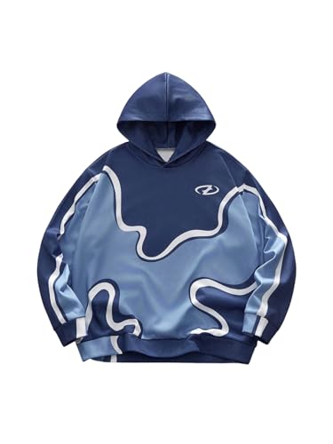 WDIRARA Men's Color Block Hoodies Long Sleeve Hooded Sweatshirts Pullover