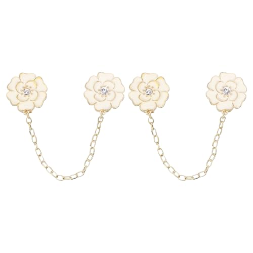 Image of uxcell Rose Sweater Clips Retro Cardigan Collar Clips with Chain Shirt Clips Shawl Clips Clothes Clip
